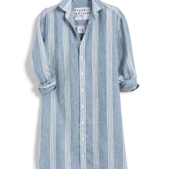 Frank & Eileen Hunter Blue Multi Stripe, Classic Linen Medium B1065 - Picture 4 of 7